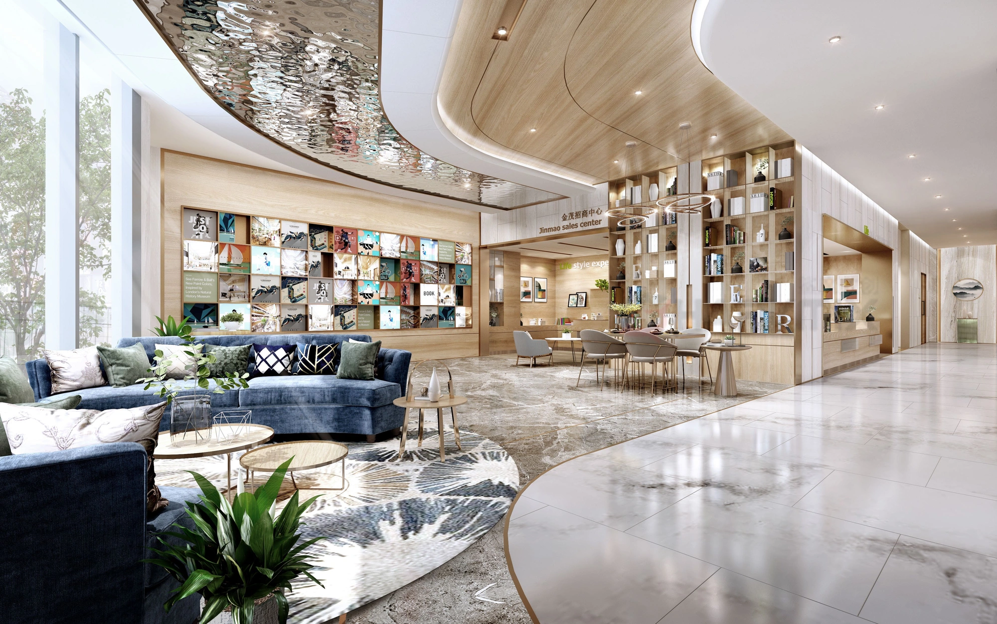 Office lounge interior rendering for 3MIX